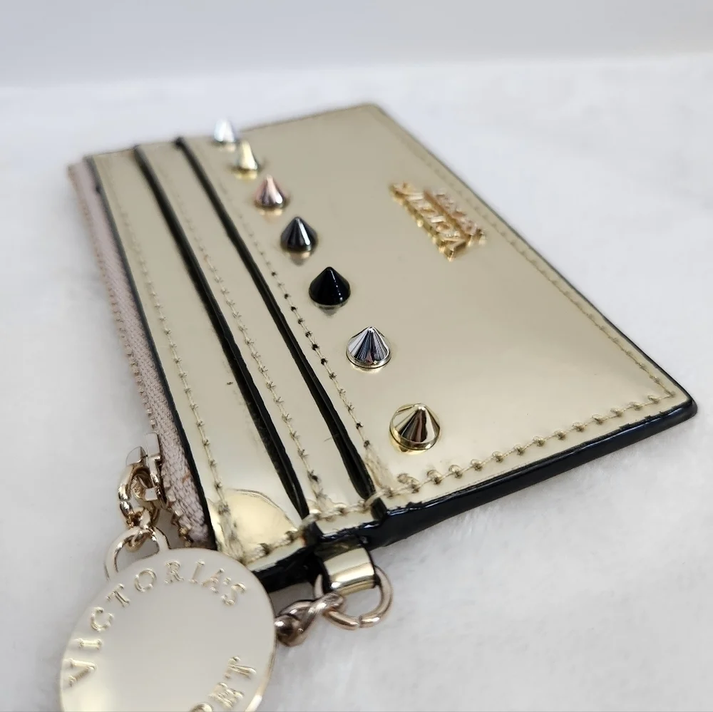 VICTORIA'S Secret VS Gold Studded Keychain Credit Card Case Pouch